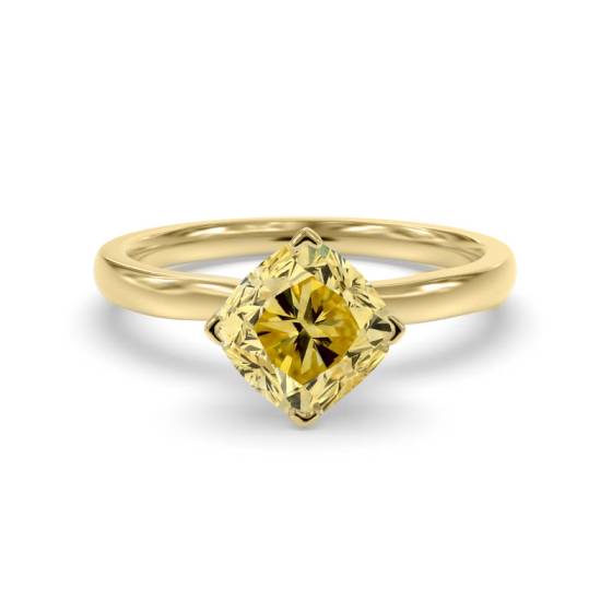 Eleganter Verlobungsring mit gelbem Kissen-Diamanten