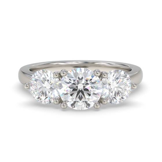 Trilogie-Ring mit rundem Diamanten