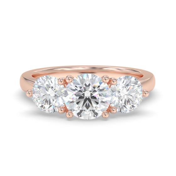 Trilogie-Ring mit rundem Diamanten