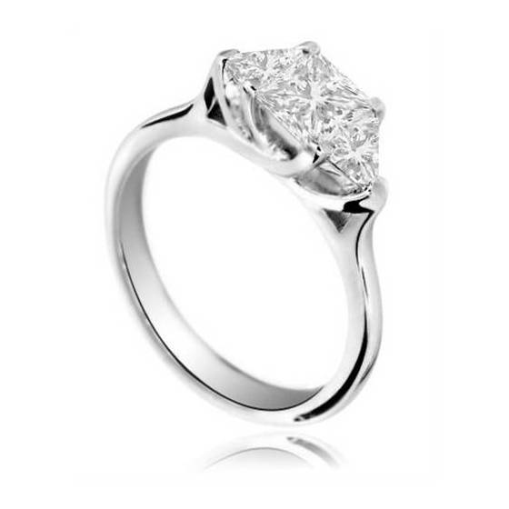 Trilogie-Ring mit 0,50 ct SI/F-G Prinzess-Naturdiamanten