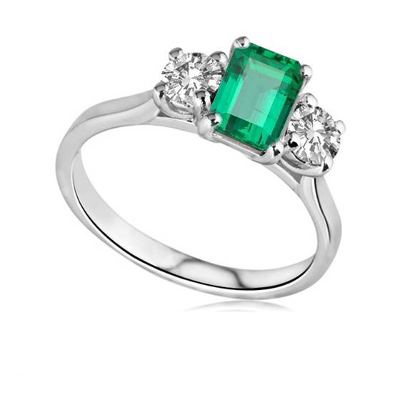 Smaragd- und Diamant-Trilogie-Ring
