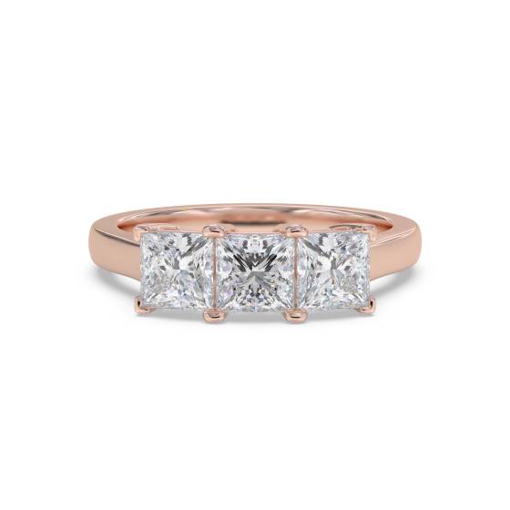 Einfacher Princess-Diamant-Trilogie-Ring