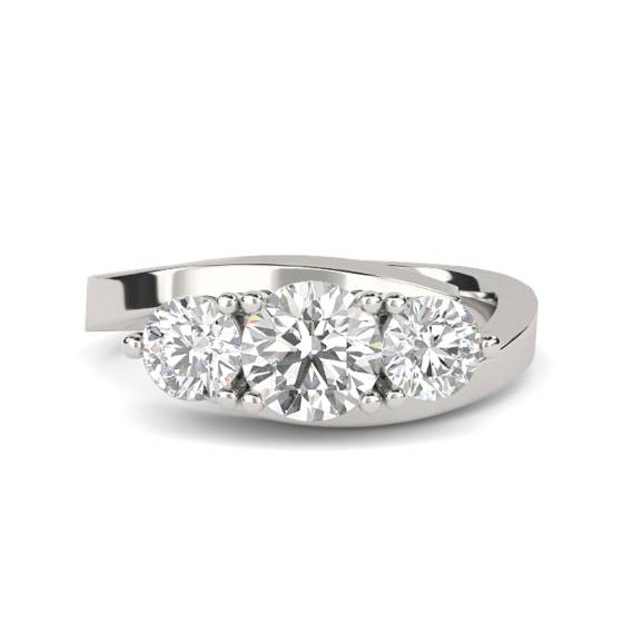 Modern Round Diamond Trilogy Ring