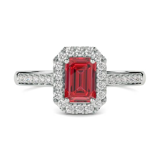 Rubin- und Diamant-Halo-Ring