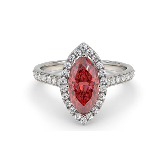 Rubin- und Diamant-Halo-Ring