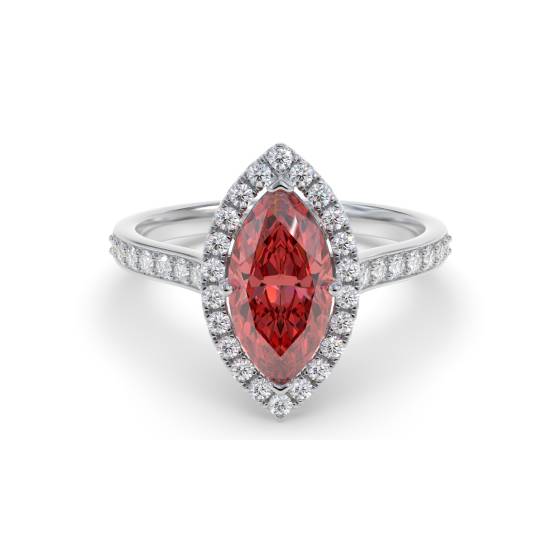Rubin- und Diamant-Halo-Ring