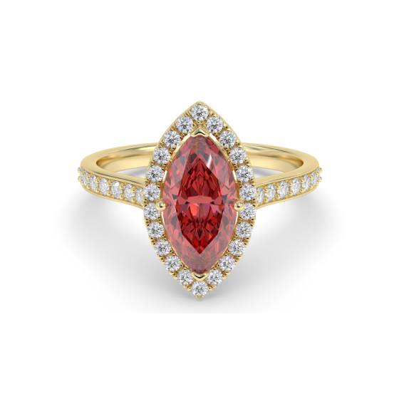 Rubin- und Diamant-Halo-Ring