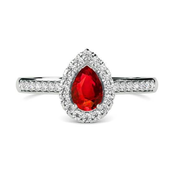 Rubin- und Diamant-Halo-Ring