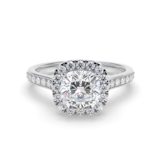 Verlobungsring mit Kissen-Diamant-Halo