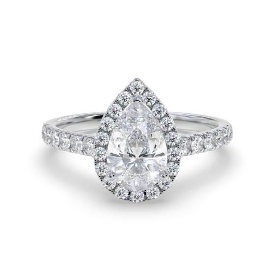 Birnenförmiger Diamant-Halo-Verlobungsring