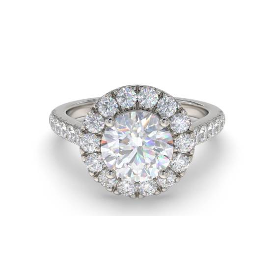 Halo-Ring mit rundem, natürlichem Diamanten (1,50 ct, SI2/F)