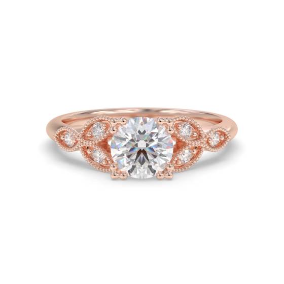 Designer-Vintage-Ring mit rundem Diamanten