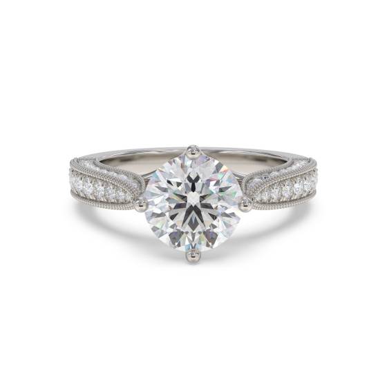 Designer-Vintage-Ring mit rundem Diamanten