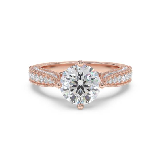 Designer-Vintage-Ring mit rundem Diamanten