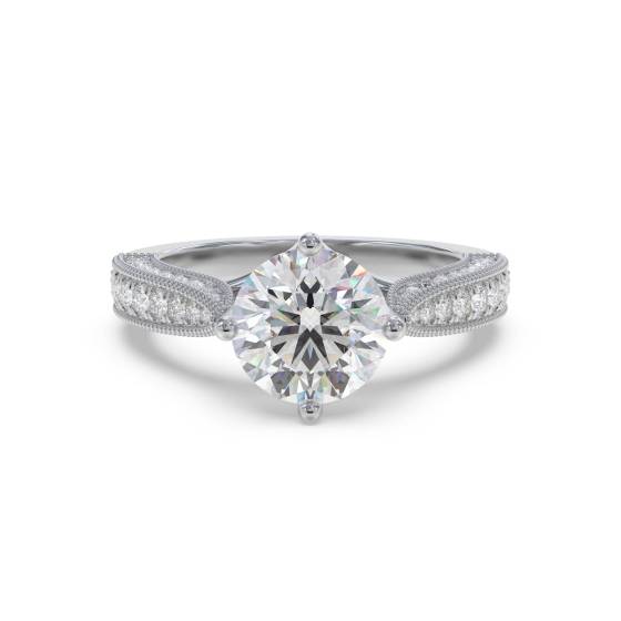 Designer-Vintage-Ring mit rundem Diamanten