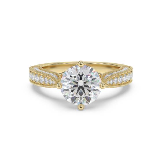 Designer-Vintage-Ring mit rundem Diamanten