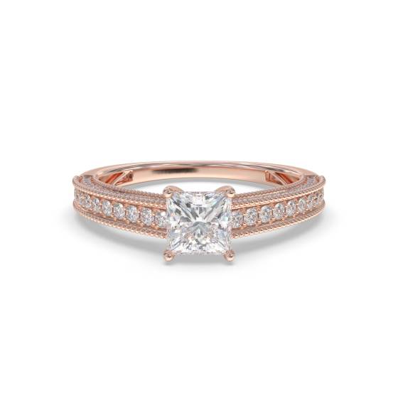 Prinzess- und runder Vintage-Diamantring