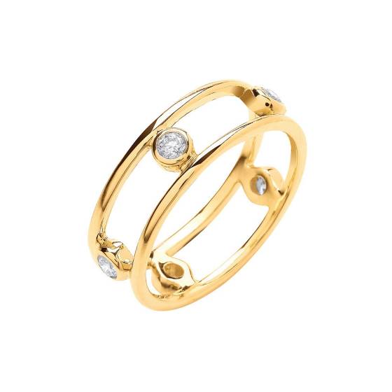 Ring aus 9-karätigem Gelbgold mit 0,25 ct Diamanten