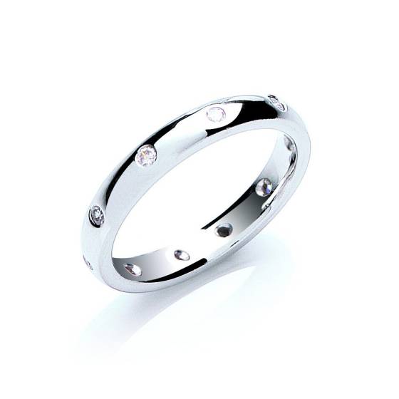 0,20 ct 10-Stein-Diamanten im Brillantschliff, 3 mm Platin-Ehering