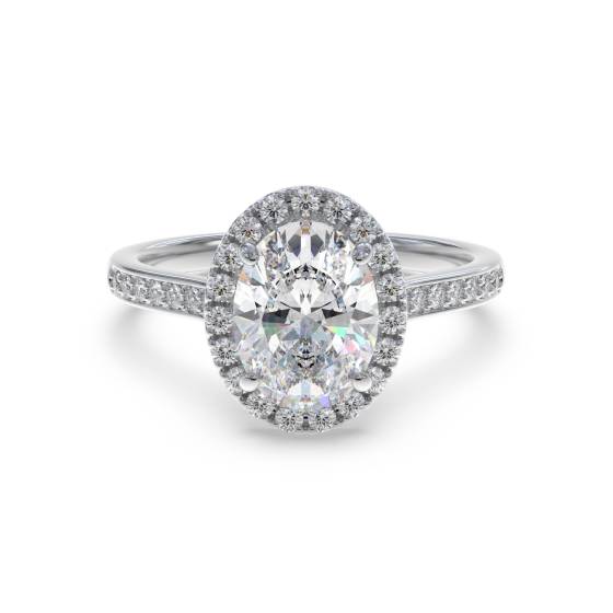0,82 ct SI1/D Ovalschliff-Naturdiamant-Halo-Ring