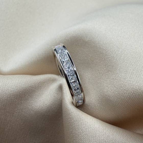 2.00ct VVS/D-E Natural Princess Diamond Channel Set Full Eternity Ring in Platinum