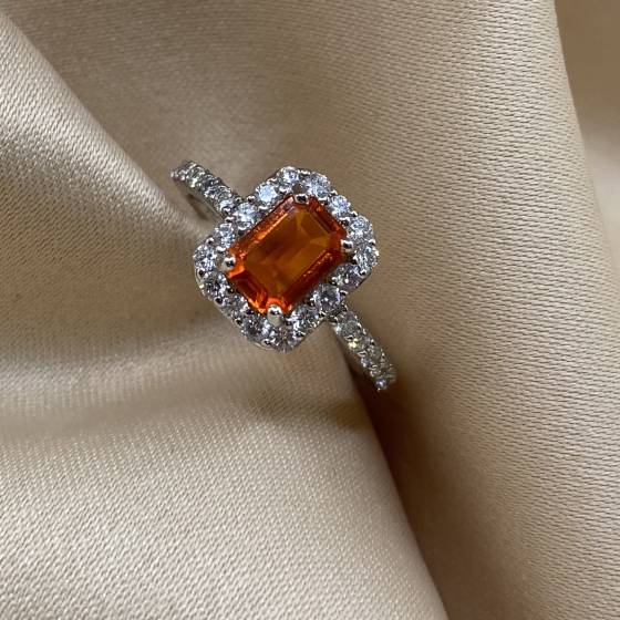 1.16ct VS/F Emerald Gemstone Halo Shoulder Set Ring in 18k White Gold