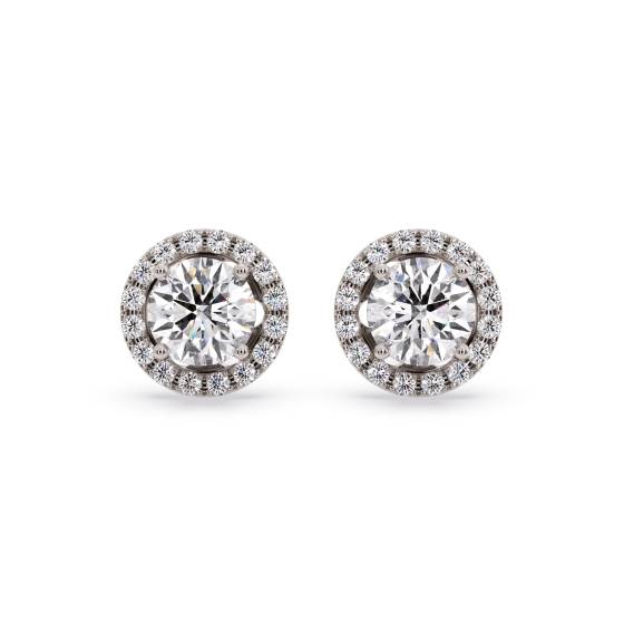 Ohrringe mit rundem Diamanten und einzelnem Halo