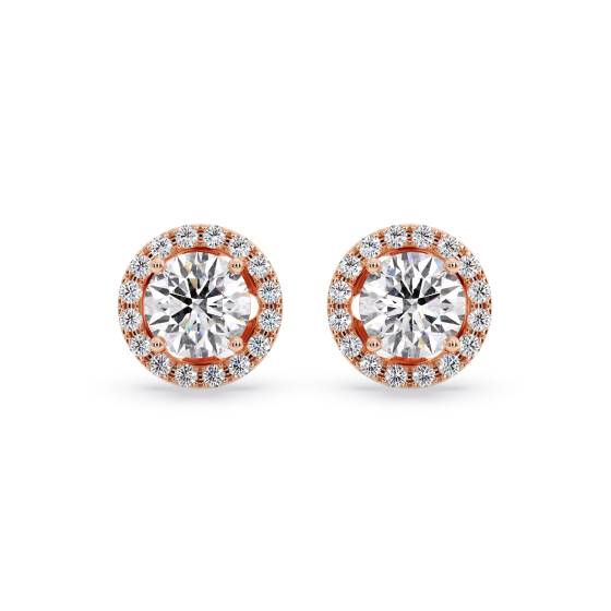 Ohrringe mit rundem Diamanten und einzelnem Halo