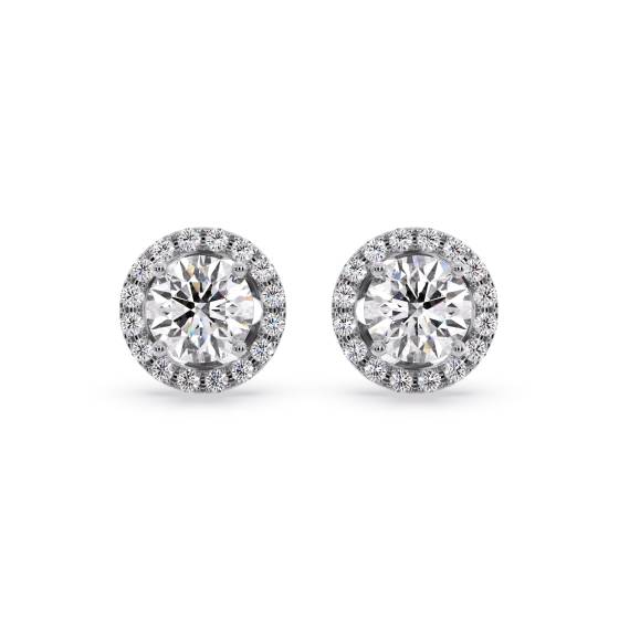 Ohrringe mit rundem Diamanten und einzelnem Halo