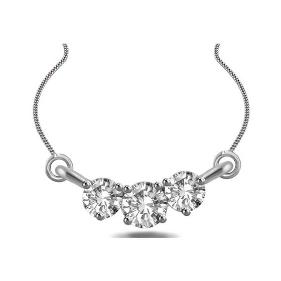 1.50ct I1/F-G Natural Round Cut Diamond Trilogy Pendant in 18k White Gold