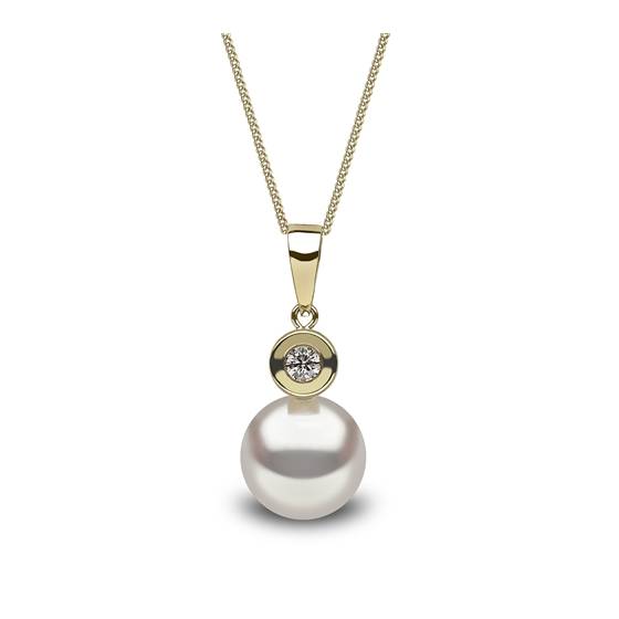 Anhänger aus 0,05 ct Süßwasserperle (VS/E-F) und Naturdiamanten