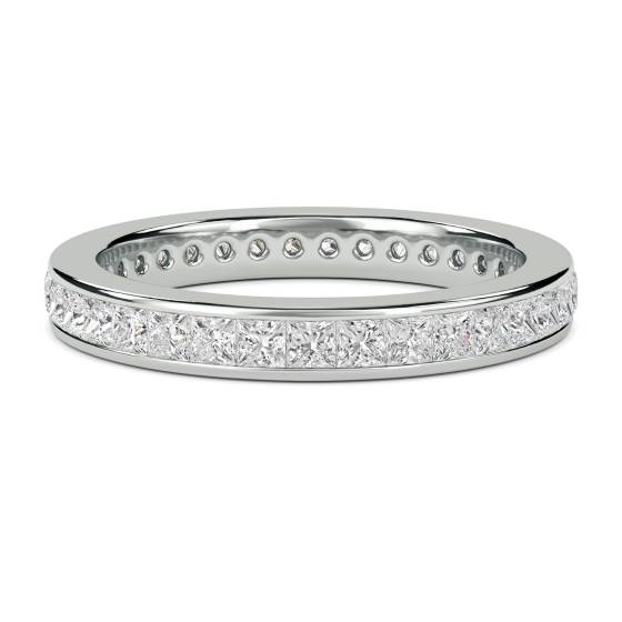 3.00ct VS1/F-G Lab Grown Princess Cut Diamond Channel Set Full Eternity Ring in Platinum