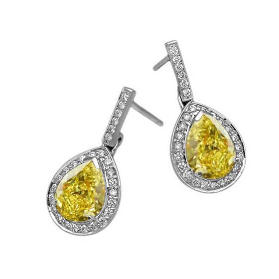 Ohrringe mit gelbem Birnen-Diamant-Halo