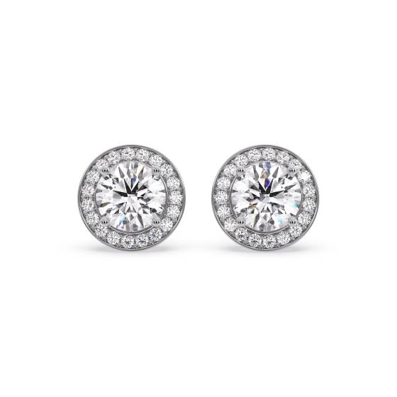 Elegante Ohrringe mit rundem Diamanten und Halo-Fassung
