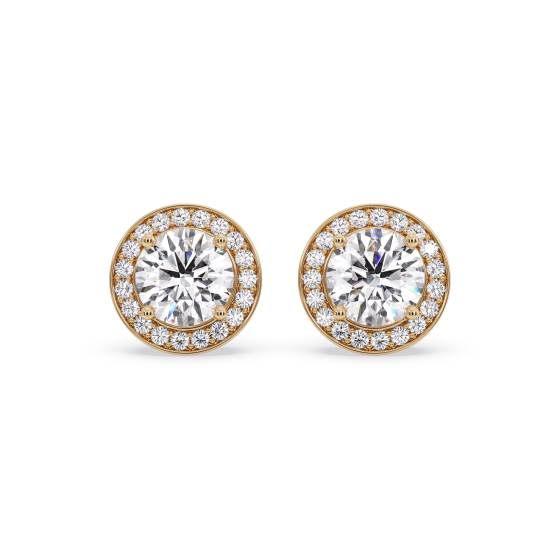 Elegante Ohrringe mit rundem Diamanten und Halo-Fassung