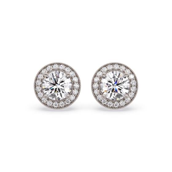Ohrringe mit rundem Diamanten und einzelnem Halo