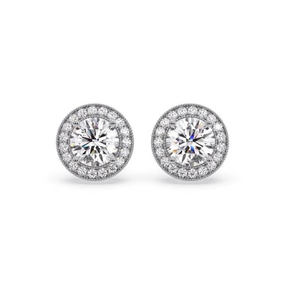 Ohrringe mit rundem Diamanten und einzelnem Halo