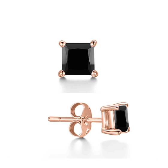 Herren-Ohrstecker mit schwarzem Diamanten