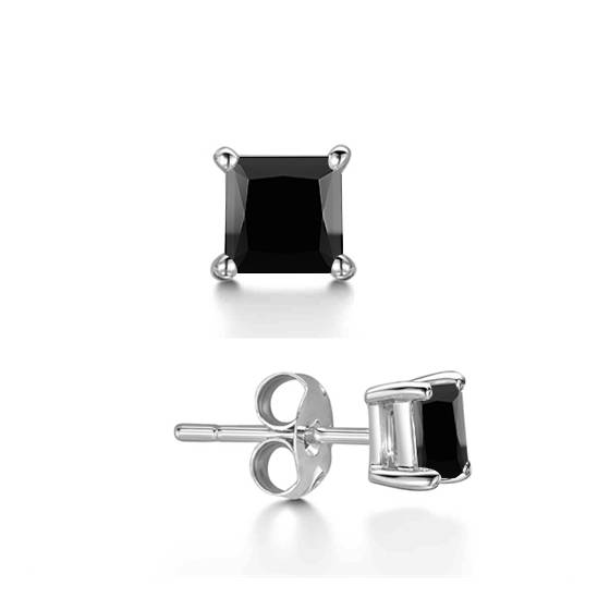 Herren-Ohrstecker mit schwarzem Diamanten