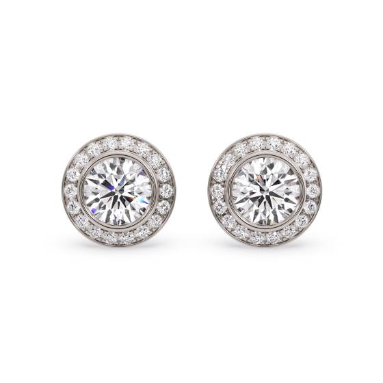 Moderne Ohrringe mit Halo-Fassung und runden Diamanten