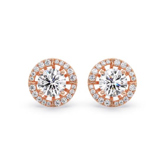Ohrringe mit rundem Diamanten und einzelnem Halo