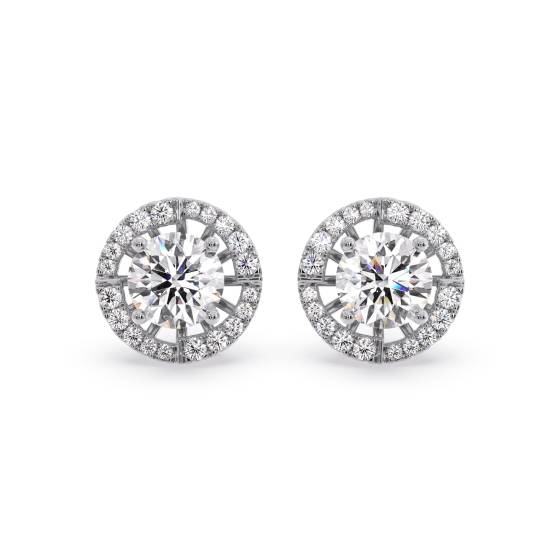 Ohrringe mit rundem Diamanten und einzelnem Halo