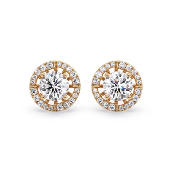 Ohrringe mit rundem Diamanten und einzelnem Halo