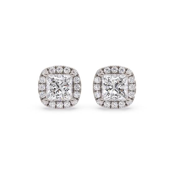 Prinzessinnen-Diamant-Ohrringe mit einzelnem Halo