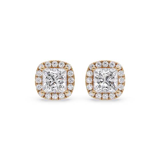 Prinzessinnen-Diamant-Ohrringe mit einzelnem Halo