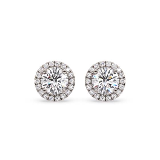 Ohrringe mit rundem Diamanten und einzelnem Halo