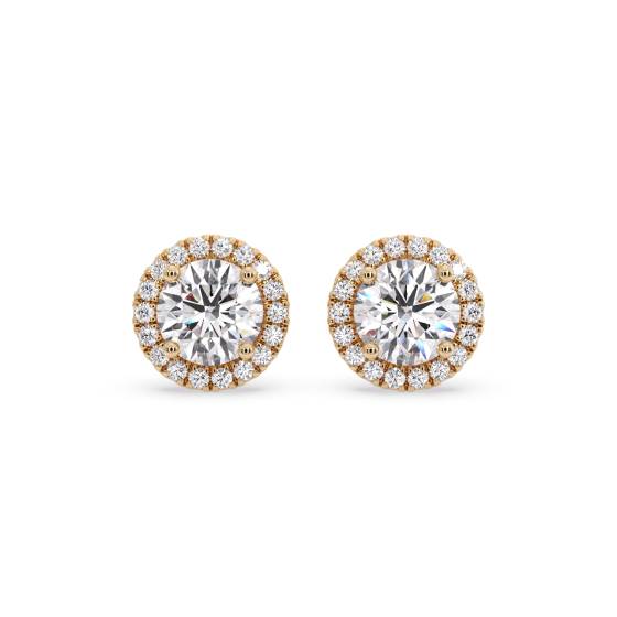 Ohrringe mit rundem Diamanten und einzelnem Halo