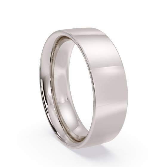 6mm Flat Court Wedding Ring in Palladium