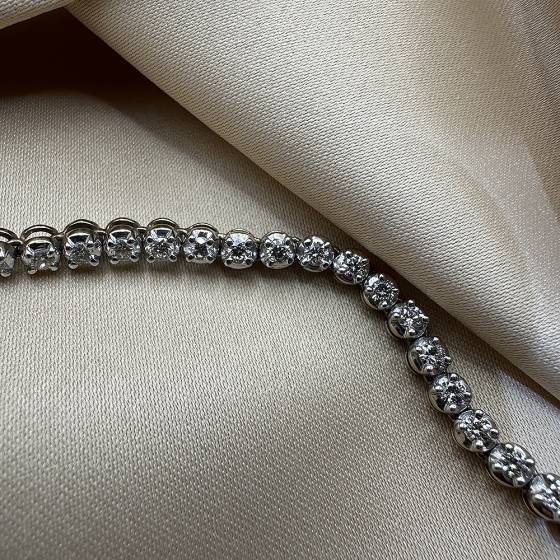 6.05ct SI1/F-G Natural Round Diamond Tennis Necklace in 9k Yellow Gold