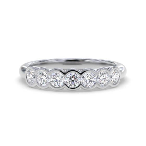 Halb-Ewigkeitsring mit 7 runden Diamanten in Zargenfassung, 0,25 Karat, SI/G-H,
